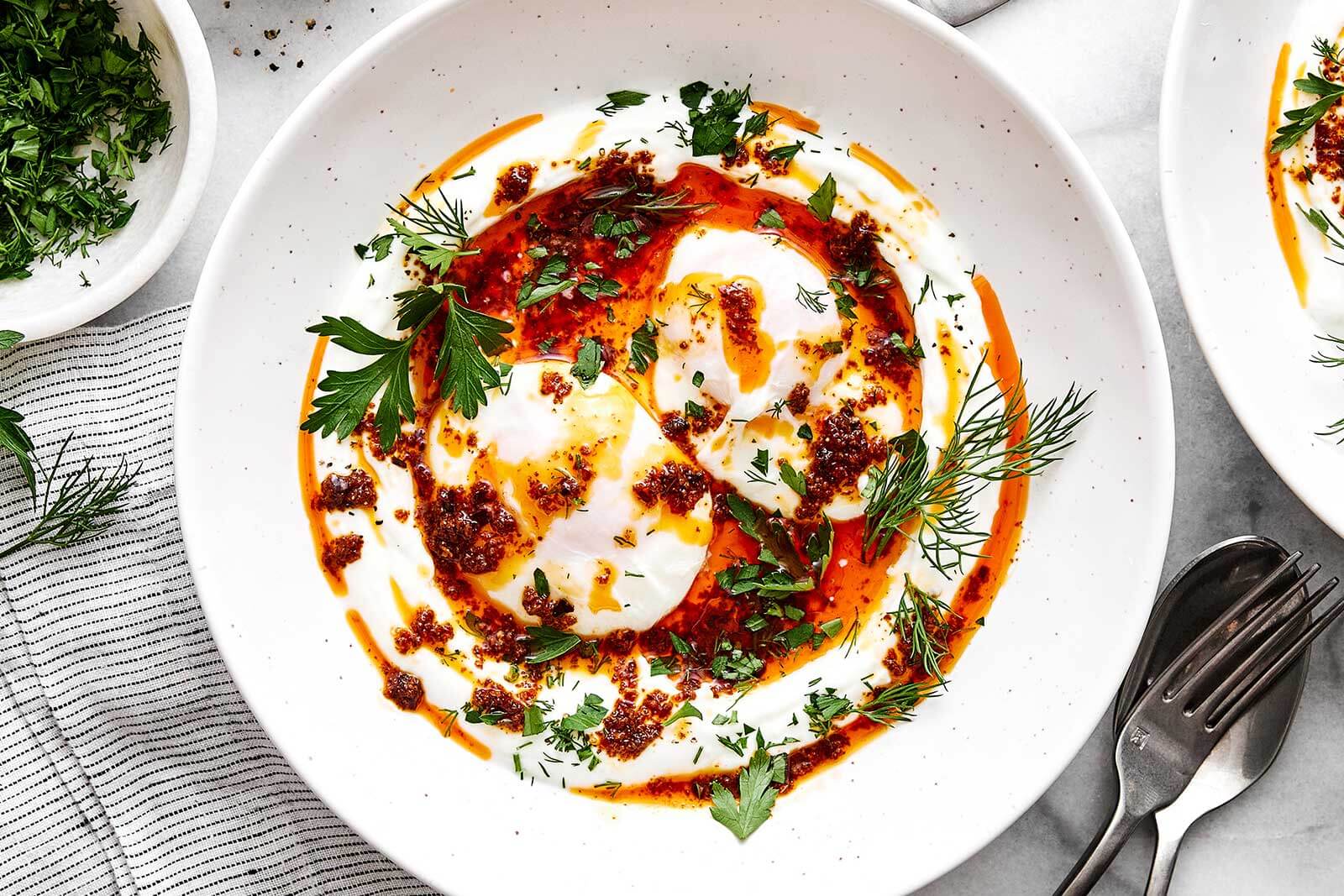 Easy Turkish Eggs (Çılbır) | Downshiftology