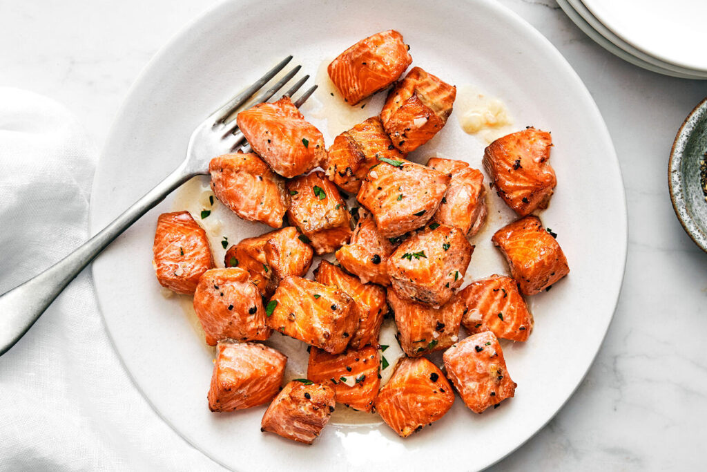 Air Fryer Salmon Bites (Lemon Garlic Butter)