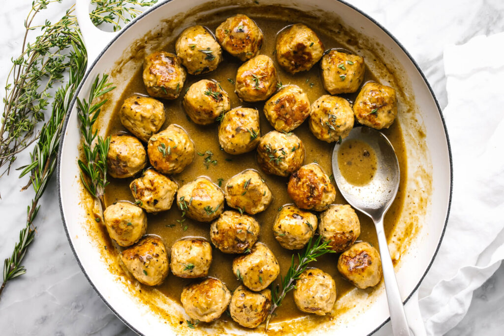 Turkey Meatballs with Maple Mustard Sauce