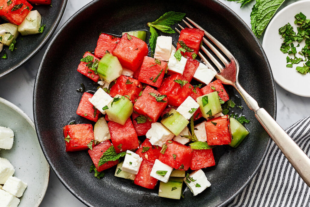 Watermelon Salad with Feta and Cucumber